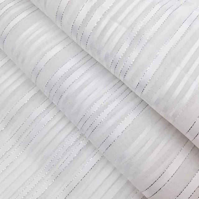 Grey Stripes Printed Georgette Fabric