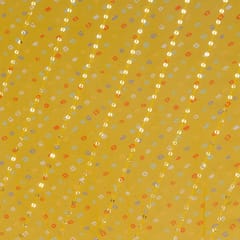 Yellow Colour Pure Viscose Georgette Bandhej Print with Embroidered Fabric