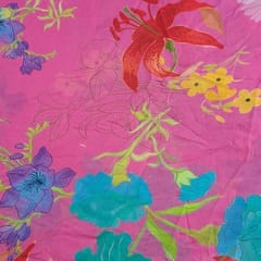 Pink Colour Georgette Printed Fabric