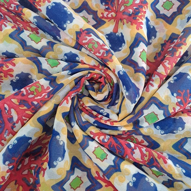 Multi Colour Shimmer Georgette Printed Fabric