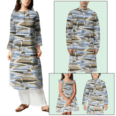 Blue Shades Abstract Printed Georgette Fabric
