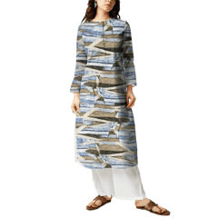 Blue Shades Abstract Printed Georgette Fabric