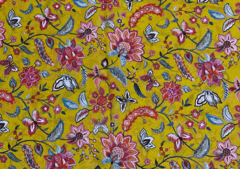 Printed Georgette Yellow MultiColour Floral Fabric