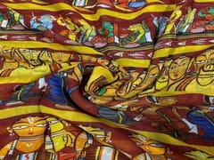 Imported Georgette Yellow Maroon Objects