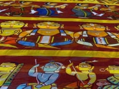 Imported Georgette Yellow Maroon Objects