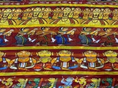 Imported Georgette Yellow Maroon Objects