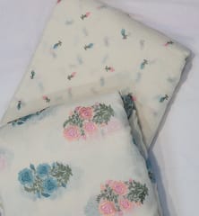 Off White Colour Pure Mal Chanderi Embroidered Fabric Set (5 mtr)