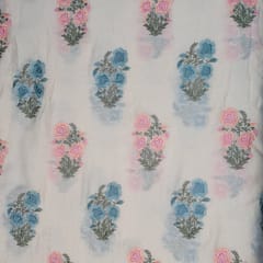 Off White Colour Pure Mal Chanderi Embroidered Fabric Set (5 mtr)