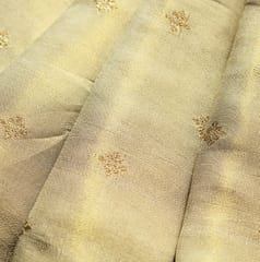 Golden Beige Gold Zari Floral Butti Dyeable Fabric
