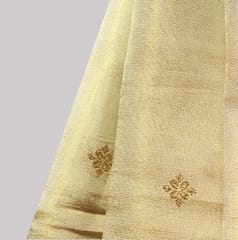 Golden Beige Gold Zari Floral Butti Dyeable Fabric