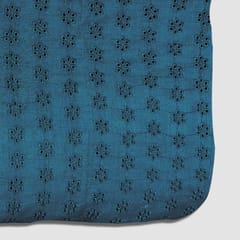 Peacock Blue Embroidered Cotton Hakoba Fabric