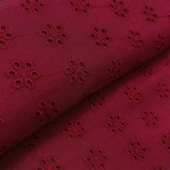 Maroon Embroidered Cotton Hakoba Fabric