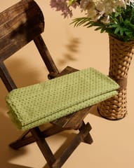 Parrot Green Embroidered Cotton Hakoba Fabric