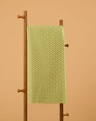 Parrot Green Embroidered Cotton Hakoba Fabric