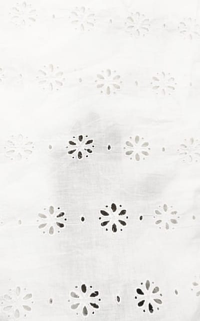 Natural Colour Dyeable Panta Floral Pattern Schiffli Embroidered Fabric