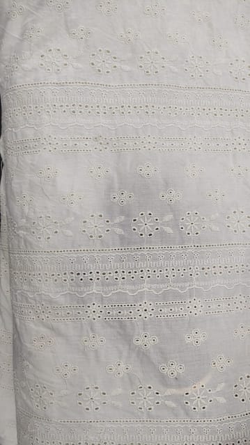 Natural Colour Dyeable Panta Floral Pattern Schiffli Embroidered Fabric