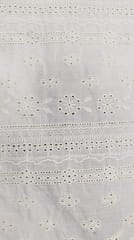 Natural Colour Dyeable Panta Floral Pattern Schiffli Embroidered Fabric