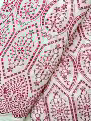 Natural Colour Dyeable Panta Floral Pattern Schiffli Embroidered Fabric