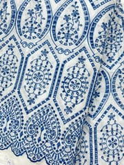 Natural Colour Dyeable Panta Floral Pattern Schiffli Embroidered Fabric