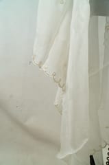 White Dyeable Organza Scallop Dupatta