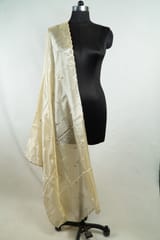Dyeable Tissue Elegant Golden scalloping Border Dupatta