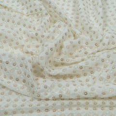 Georgette Embroidery Fabric with Delicate Threadwork & Sequin Highlights – Elegant Sheer Charm