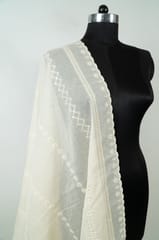 Elegant Kora Cotton Dupatta with Intricate Cutwork – Pure and Timeless