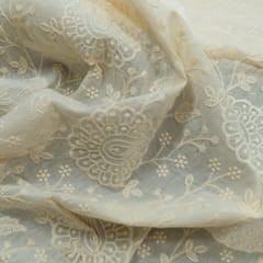 Kora Cotton Embroidery Fabric with Elegant Appliqué Work – Artistic & Graceful