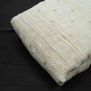 Dyeable Mal Chanderi Thread and Sequin Embroidery Fabric – Elegant Customisable