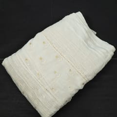 Dyeable Mal Chanderi Thread and Sequin Embroidery Fabric – Elegant Customisable