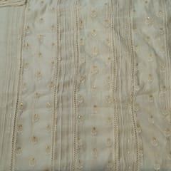 Dyeable Mal Chanderi Thread and Sequin Embroidery Fabric – Elegant Customisable
