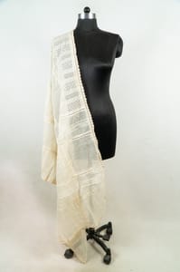 Elegant Kora Cotton Dupatta with Intricate Cutwork – Pure and Timeless