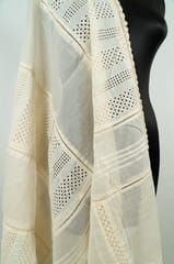 Elegant Kora Cotton Dupatta with Intricate Cutwork – Pure and Timeless