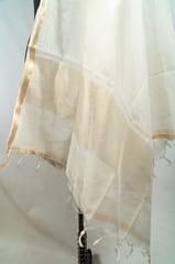 Off White Dyeable Chanderi Dupatta with Golden Border – Elegant & Versatile