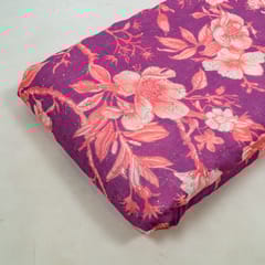 Majenta Color Chikan Flowral Printed Fabric