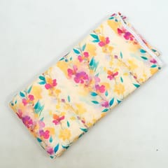 Lemon Color Chikan Flowral Printed Fabric