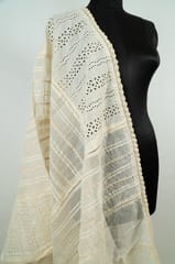 Cora Mal Cotton Artistic Dupatta With Lace Work