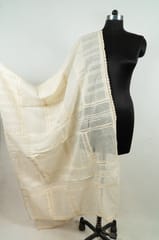 Elegant Kora Cotton Dupatta with Intricate Cutwork – Pure and Timeless