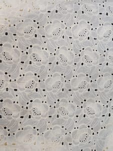 Natural Colour Dyeable Panta Floral Pattern Schiffli Embroidered Fabric