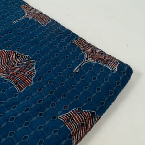 Blue Color Modal Chikan With Print  Fabric