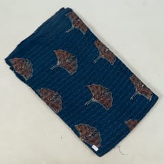 Blue Color Modal Chikan With Print  Fabric