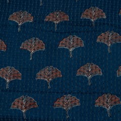 Blue Color Modal Chikan With Print  Fabric