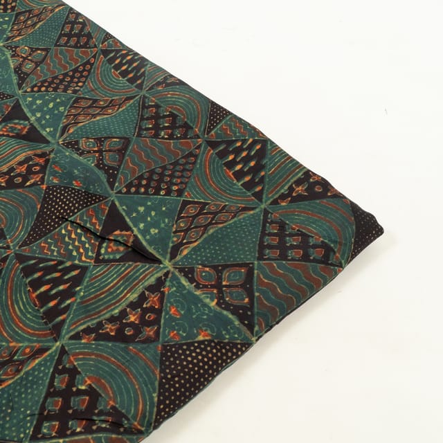 Black and green Color Modal Satin Printed Fabric (1.50Meter Cut Piece)