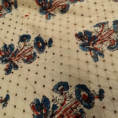 Beige Color Modal Chikan Print Fabric