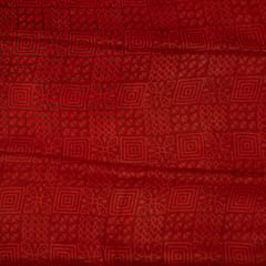 Maroon Color Modal Satin Printed Fabric