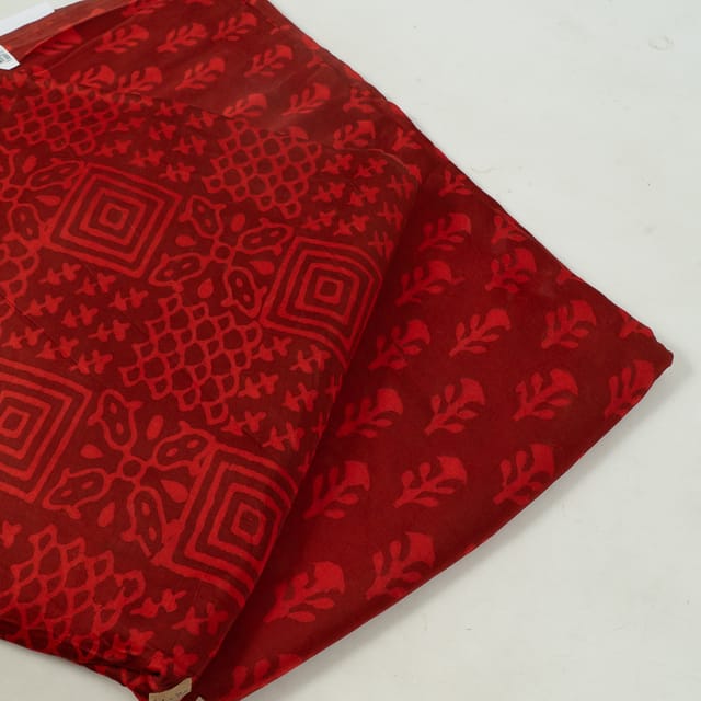 Maroon Color Modal Satin Printed Set (5 Mtr.)