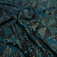 Blue Color Modal Satin Printed Fabric