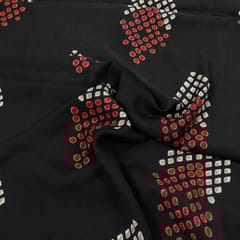 Black Color Modal Satin Printed Fabric