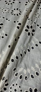 Natural Colour Dyeable Panta Floral Pattern Schiffli Embroidered Fabric