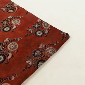 Maroon Color Modal Satin Printed Fabric (1.50Meter cut Piece)